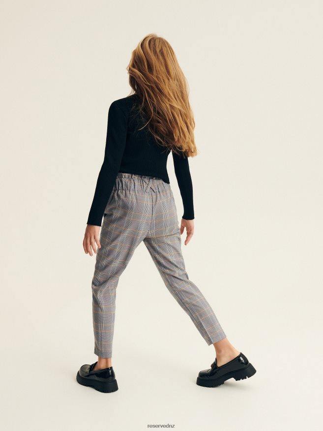 Reserved Girls Check Paperbag Trousers P6H08T1982 Apparel Blue