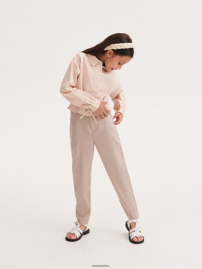 Reserved Girls Check Trousers P6H08T1901 Apparel Coffee