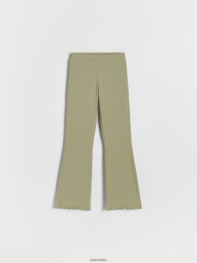 Reserved Girls Cotton Rich Flare Trousers P6H08T1764 Apparel Light Green