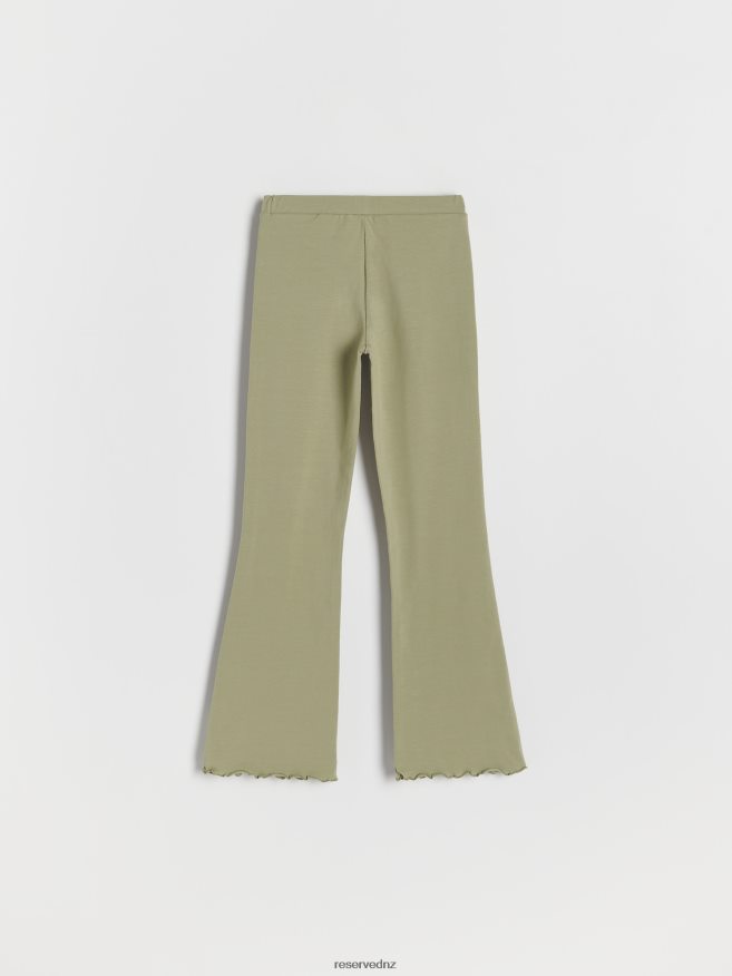 Reserved Girls Cotton Rich Flare Trousers P6H08T1764 Apparel Light Green