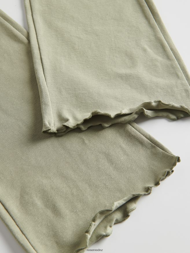 Reserved Girls Cotton Rich Flare Trousers P6H08T1764 Apparel Light Green