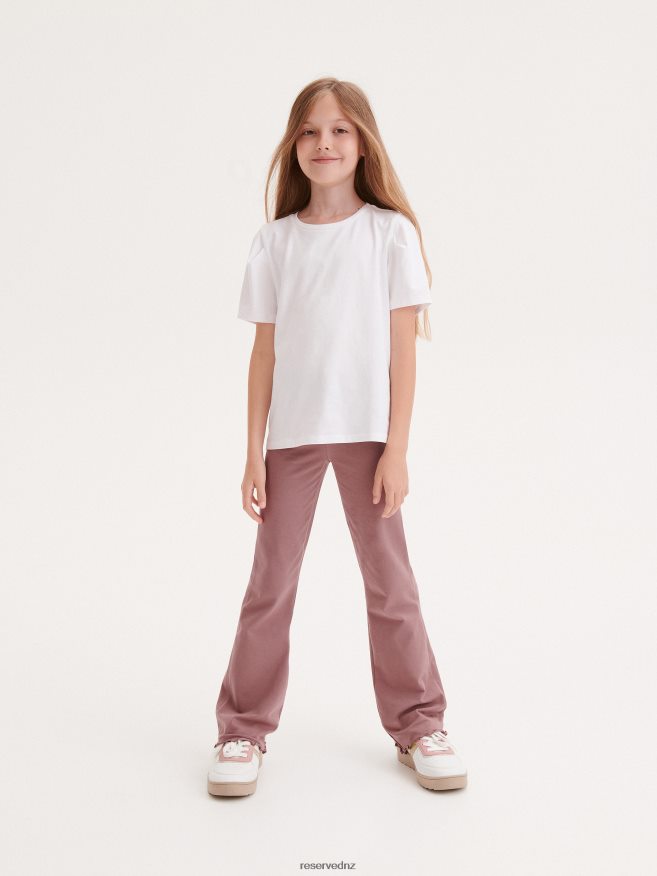 Reserved Girls Cotton Rich Flare Trousers P6H08T1943 Apparel Coffee