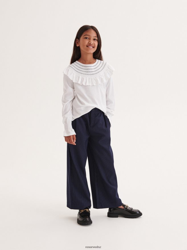 Reserved Girls Elegant Stripe Trousers P6H08T1786 Apparel Navy