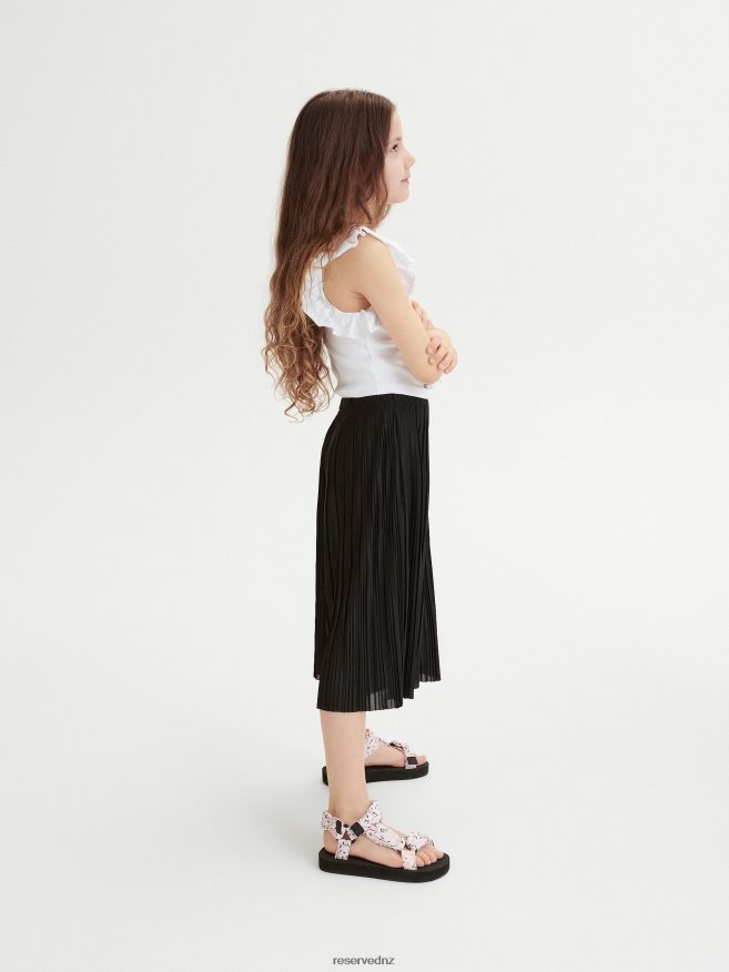 Reserved Girls Pleated Culottes P6H08T1881 Apparel Black