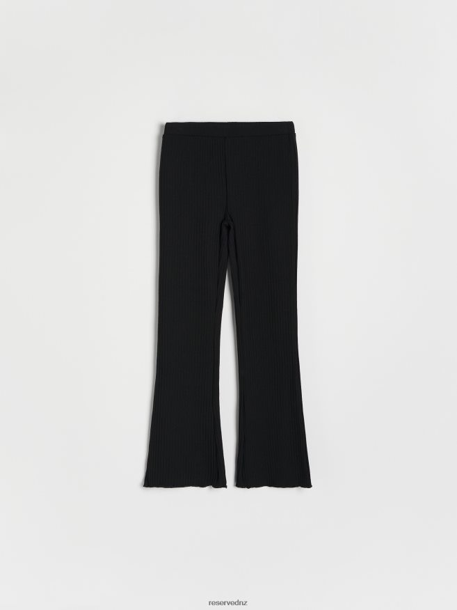 Reserved Girls Rib Knit Flare Trousers P6H08T1962 Apparel Black