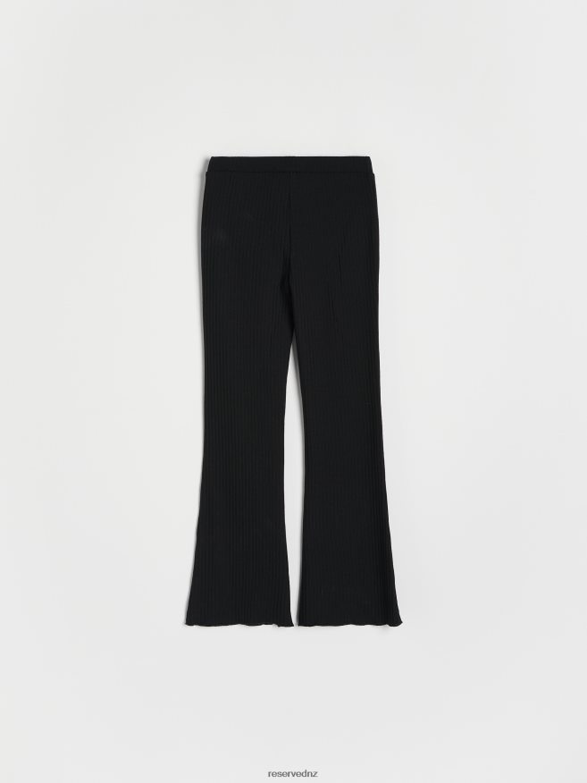 Reserved Girls Rib Knit Flare Trousers P6H08T1962 Apparel Black