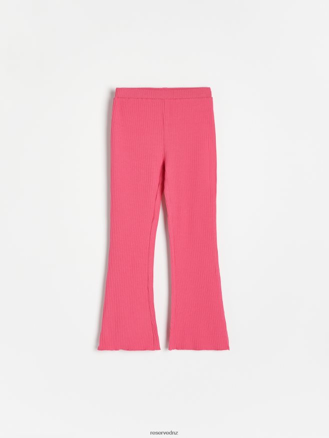Reserved Girls Rib Knit Flare Trousers P6H08T1974 Apparel Mauve
