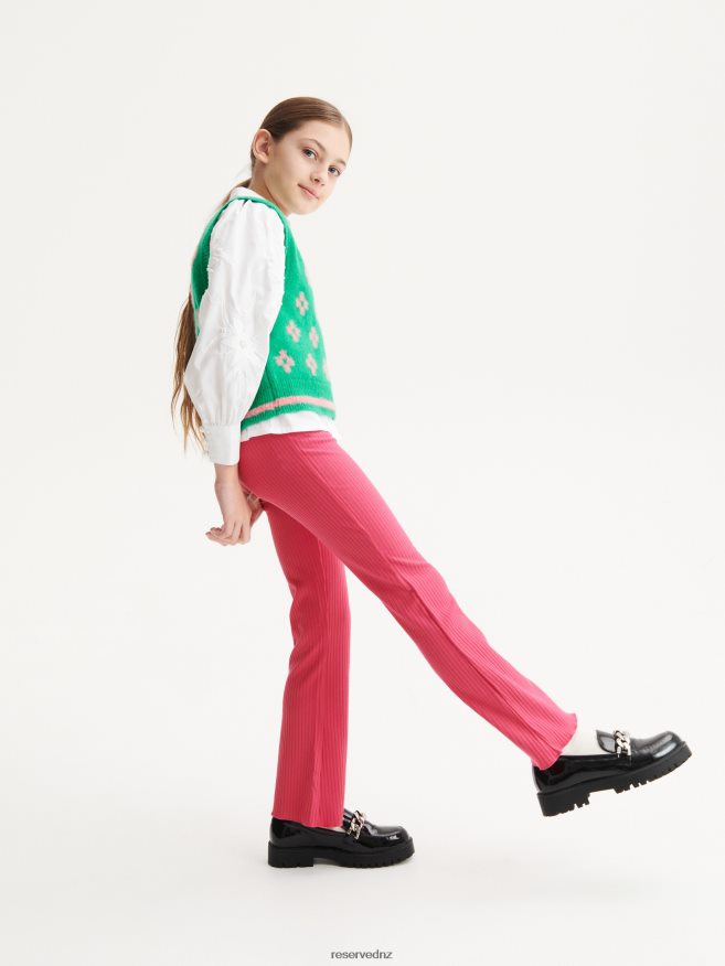 Reserved Girls Rib Knit Flare Trousers P6H08T1974 Apparel Mauve