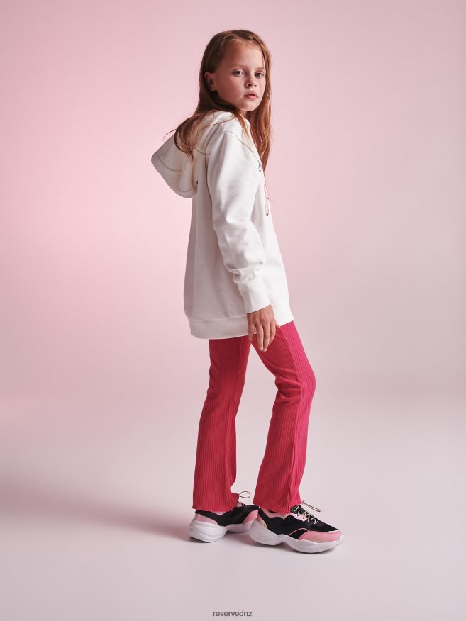 Reserved Girls Rib Knit Flare Trousers P6H08T1974 Apparel Mauve