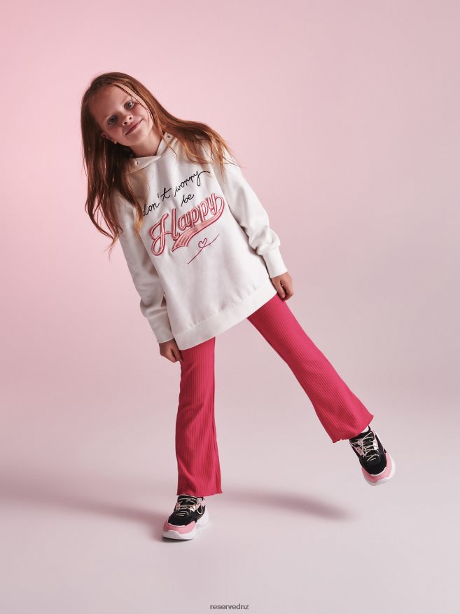 Reserved Girls Rib Knit Flare Trousers P6H08T1974 Apparel Mauve