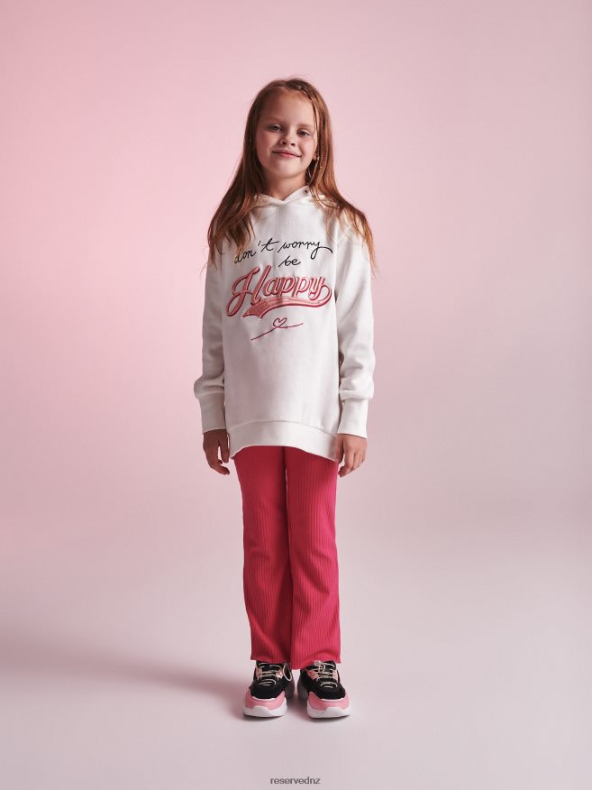 Reserved Girls Rib Knit Flare Trousers P6H08T1974 Apparel Mauve