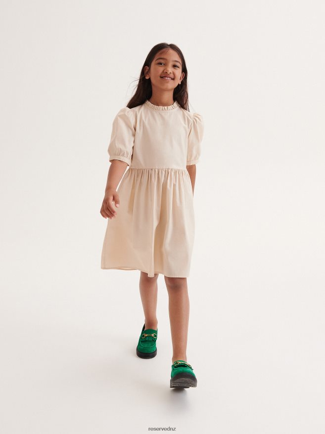 Reserved Girls Dress With Puff Sleeves P6H08T1823 Apparel Nude