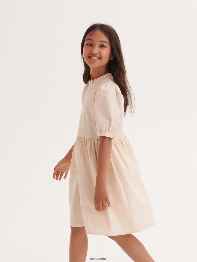 Reserved Girls Dress With Puff Sleeves P6H08T1823 Apparel Nude