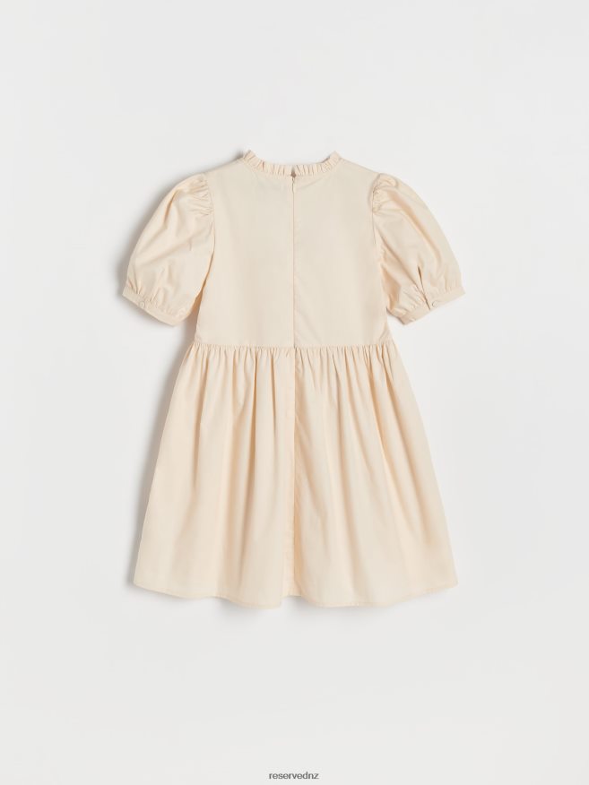 Reserved Girls Dress With Puff Sleeves P6H08T1823 Apparel Nude