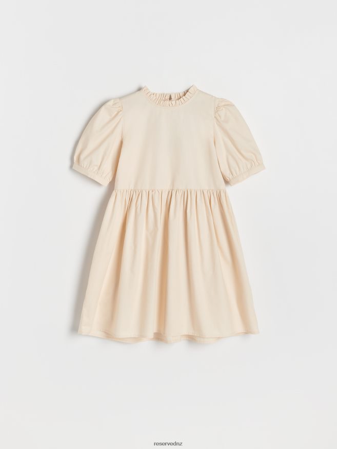 Reserved Girls Dress With Puff Sleeves P6H08T1823 Apparel Nude