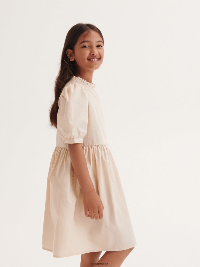 Reserved Girls Dress With Puff Sleeves P6H08T1823 Apparel Nude