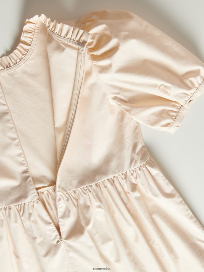 Reserved Girls Dress With Puff Sleeves P6H08T1823 Apparel Nude