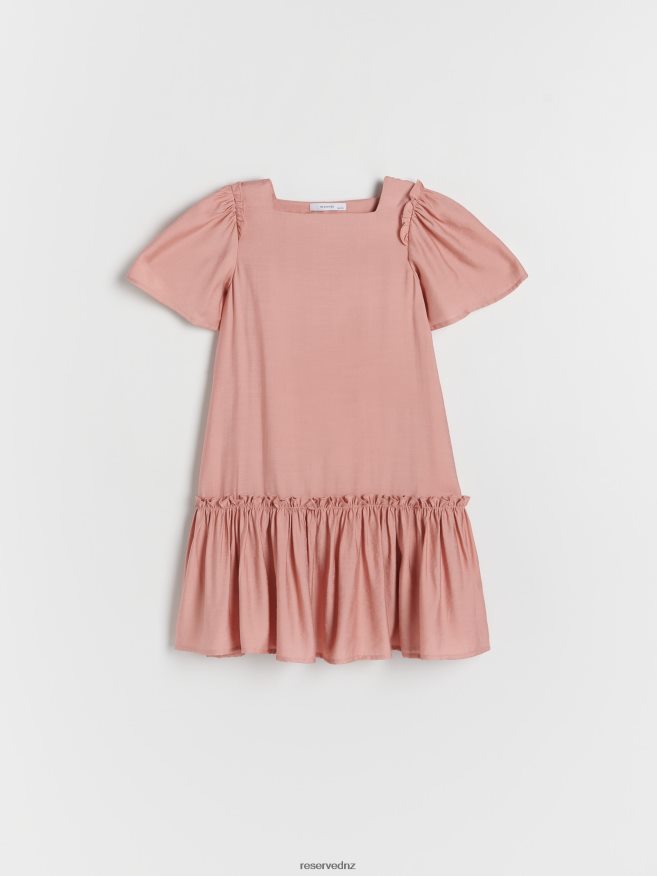 Reserved Girls Dress With Ruffle Hem P6H08T1871 Apparel Peach