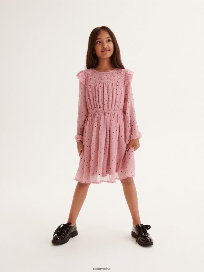 Reserved Girls Fine Pattern Dress P6H08T1818 Apparel Dusty Rose