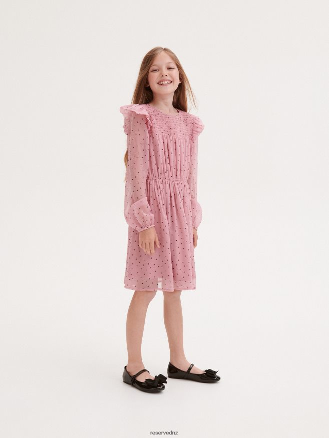 Reserved Girls Fine Pattern Dress P6H08T1937 Apparel Dusty Rose