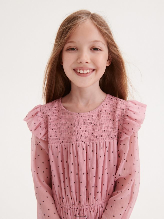 Reserved Girls Fine Pattern Dress P6H08T1937 Apparel Dusty Rose