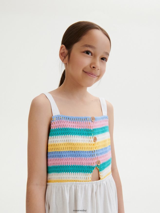 Reserved Girls Linen Rich Dress P6H08T1976 Apparel White