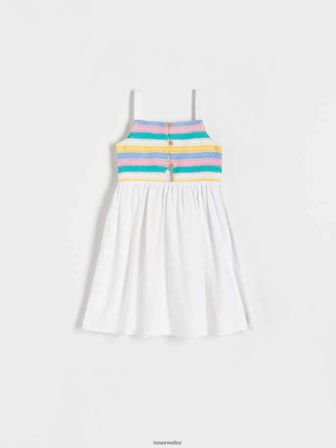 Reserved Girls Linen Rich Dress P6H08T1976 Apparel White
