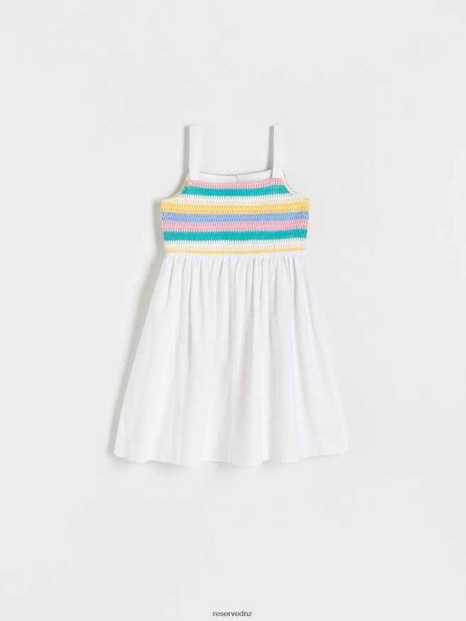 Reserved Girls Linen Rich Dress P6H08T1976 Apparel White
