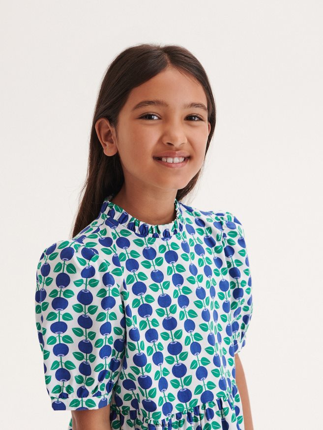 Reserved Girls Patterned Dress P6H08T1713 Apparel Hyacinth