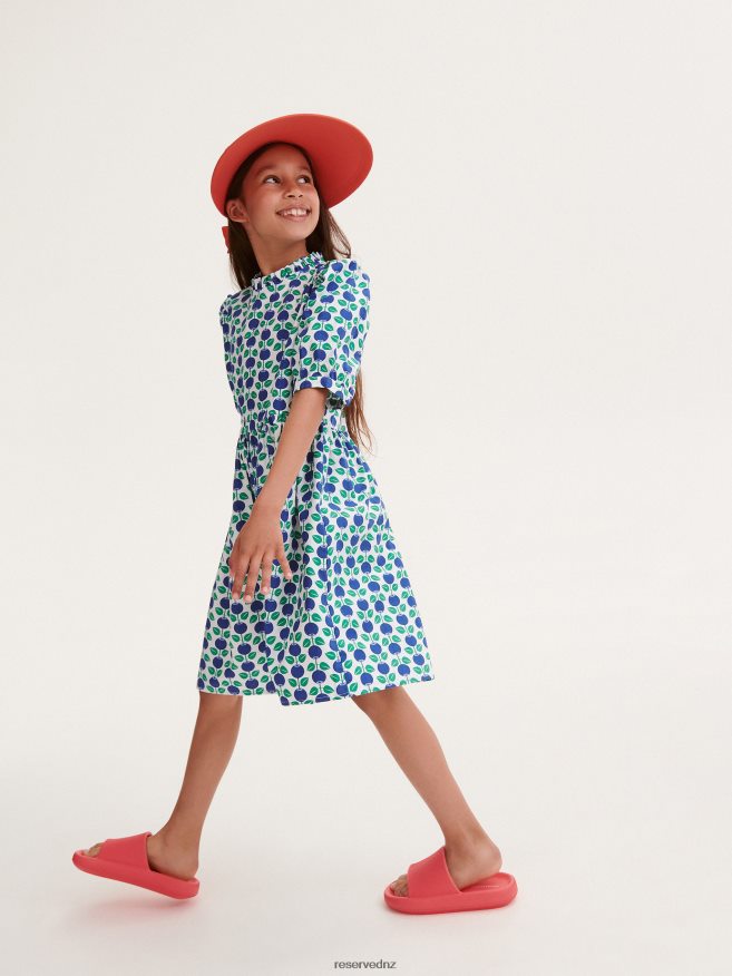 Reserved Girls Patterned Dress P6H08T1713 Apparel Hyacinth
