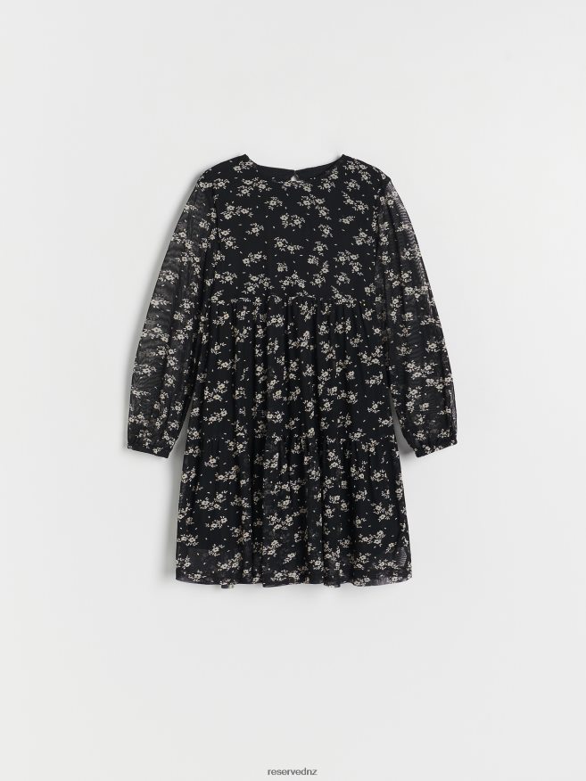Reserved Girls Patterned Dress P6H08T1887 Apparel Black