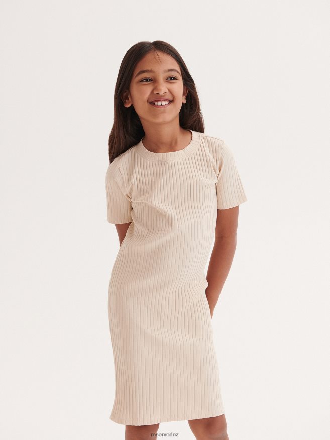 Reserved Girls Rib Knit Cotton Rich Dress P6H08T1771 Apparel Nude