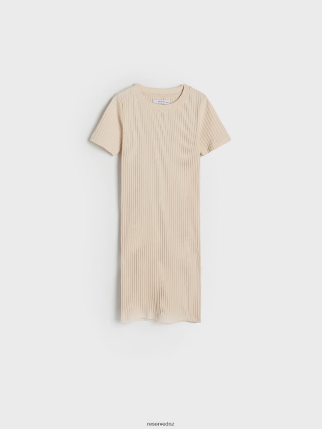 Reserved Girls Rib Knit Cotton Rich Dress P6H08T1771 Apparel Nude
