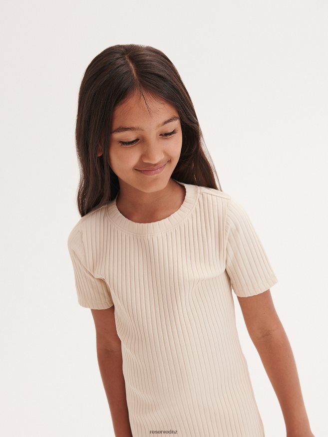 Reserved Girls Rib Knit Cotton Rich Dress P6H08T1771 Apparel Nude