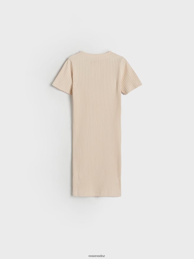 Reserved Girls Rib Knit Cotton Rich Dress P6H08T1771 Apparel Nude