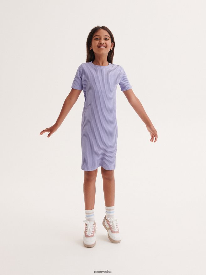 Reserved Girls Rib Knit Cotton Rich Dress P6H08T1788 Apparel Light Blue