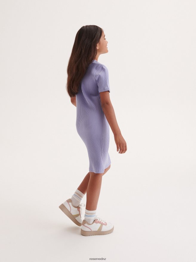 Reserved Girls Rib Knit Cotton Rich Dress P6H08T1788 Apparel Light Blue