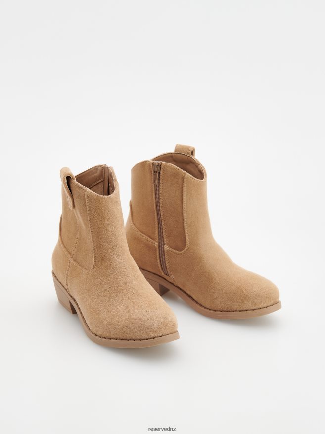 Reserved Girls Suede Cowboy Boots P6H08T1906 Shoes Beige