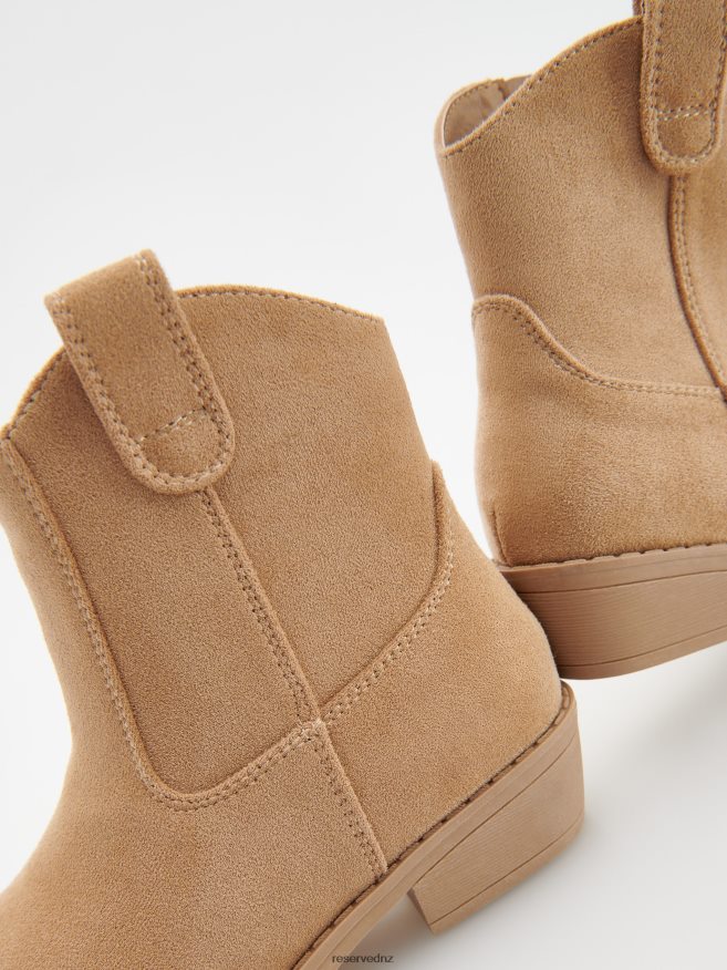 Reserved Girls Suede Cowboy Boots P6H08T1906 Shoes Beige