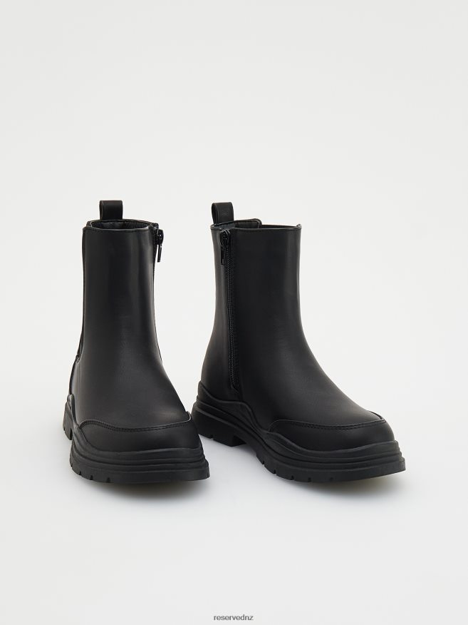 Reserved Girls Zip Ankle Boots P6H08T1776 Shoes Black