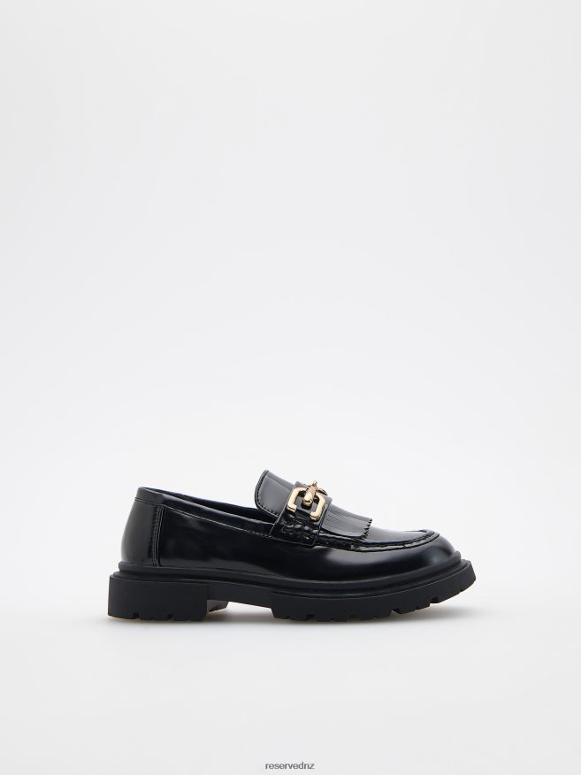 Reserved Girls Loafers With Buckle P6H08T1864 Shoes Black