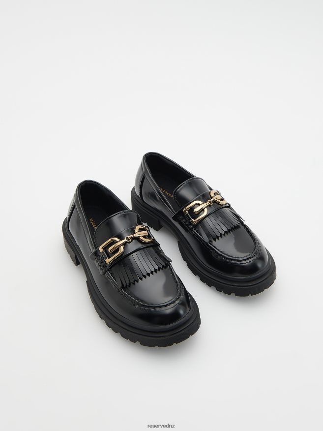 Reserved Girls Loafers With Buckle P6H08T1864 Shoes Black