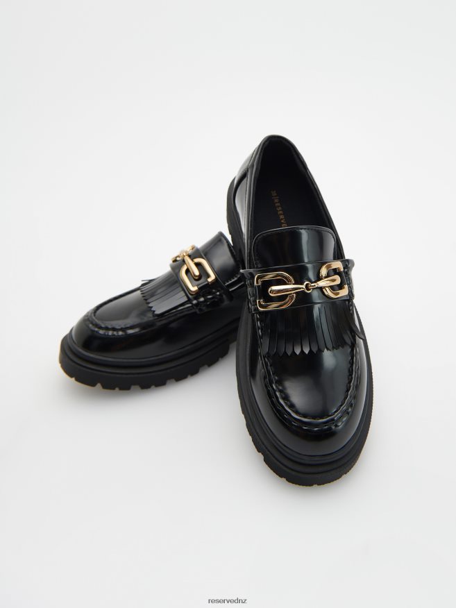 Reserved Girls Loafers With Buckle P6H08T1864 Shoes Black