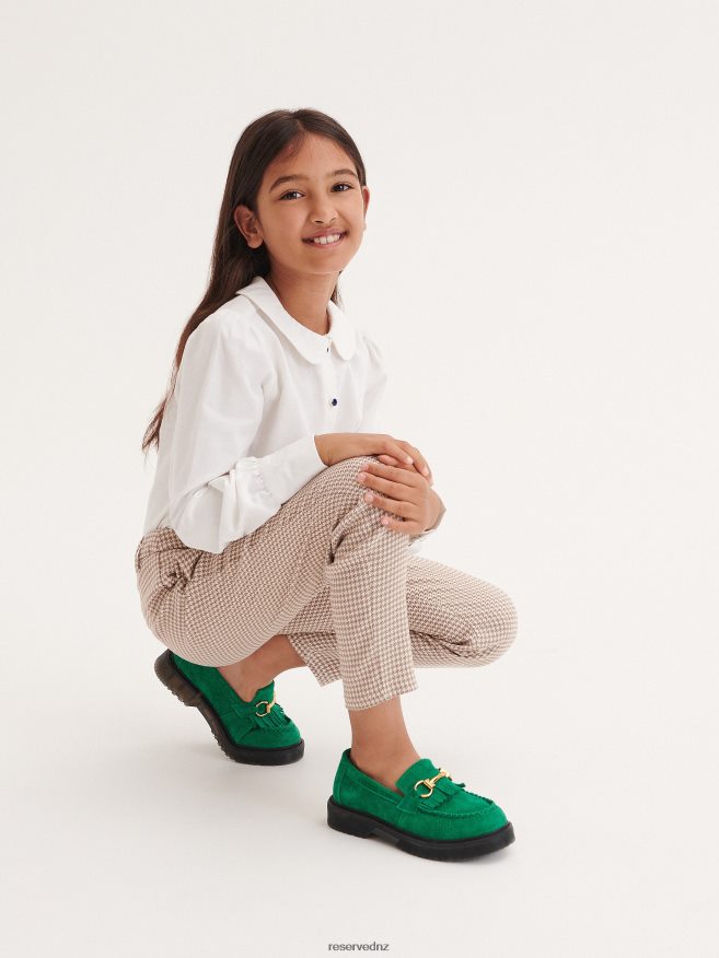 Reserved Girls Suede Loafers P6H08T1884 Shoes Green
