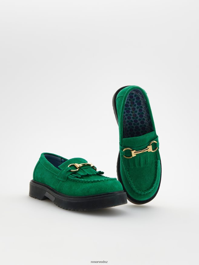 Reserved Girls Suede Loafers P6H08T1884 Shoes Green