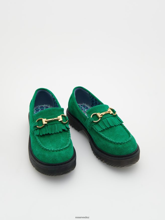 Reserved Girls Suede Loafers P6H08T1884 Shoes Green