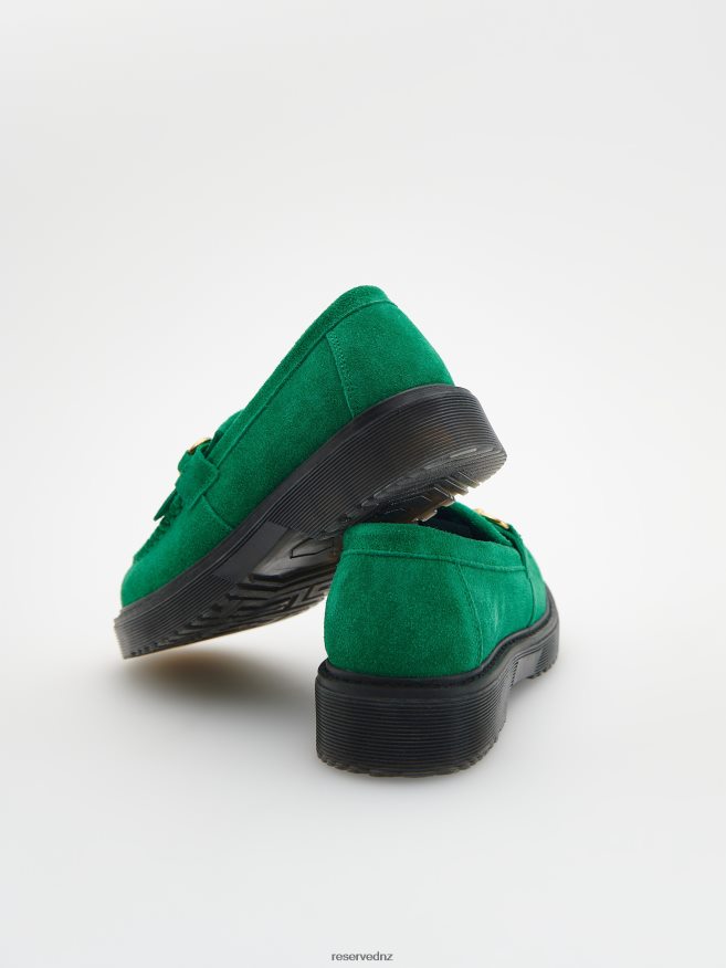 Reserved Girls Suede Loafers P6H08T1884 Shoes Green