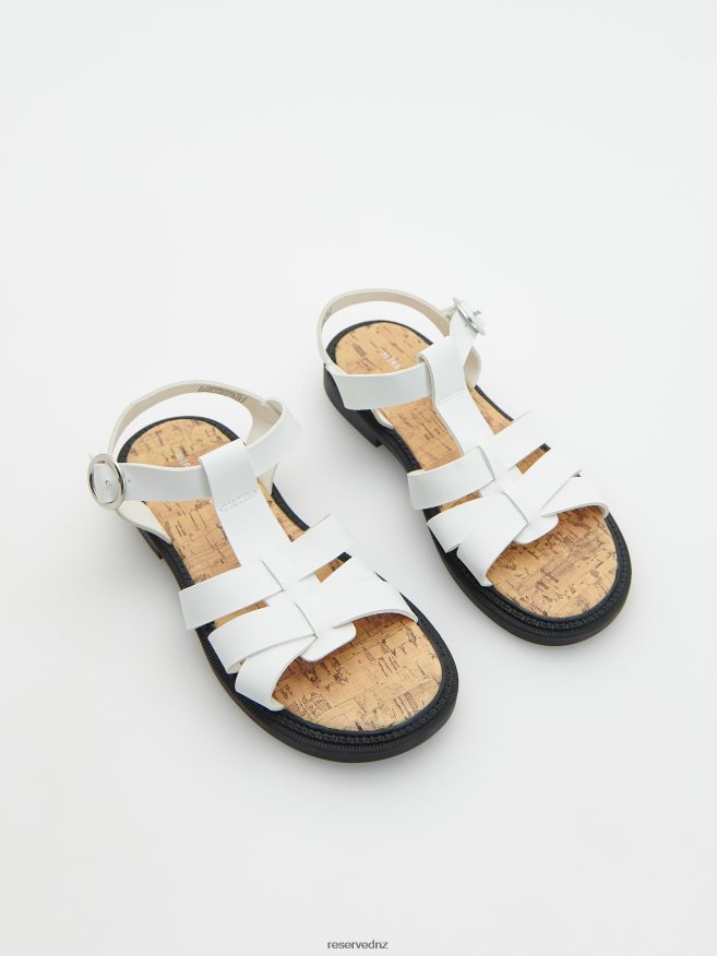 Reserved Girls Roman Style Buckled Sandals P6H08T1991 Shoes White