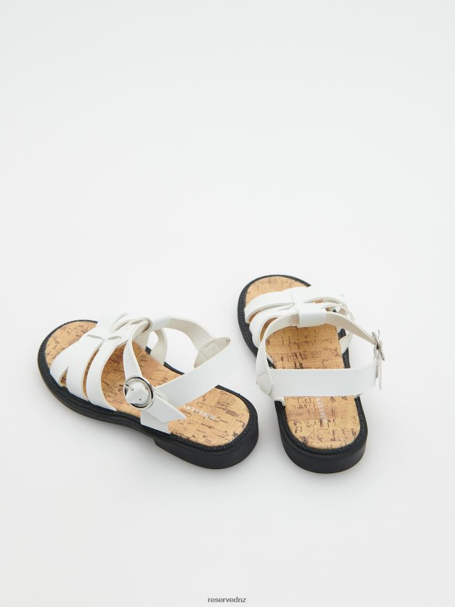 Reserved Girls Roman Style Buckled Sandals P6H08T1991 Shoes White