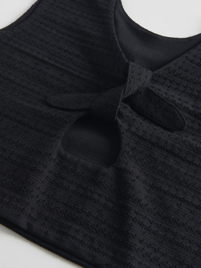 Reserved Girls Back Tie Blouse P6H08T1994 Apparel Black